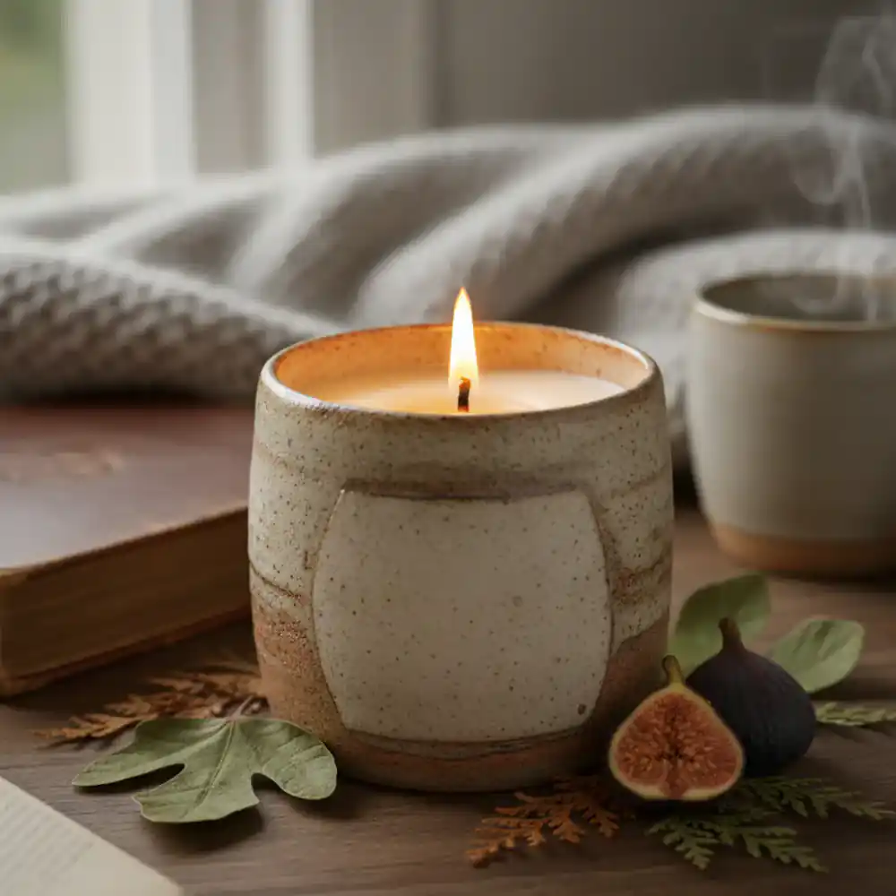 Fig & Cedar Candle in a ceramic jar